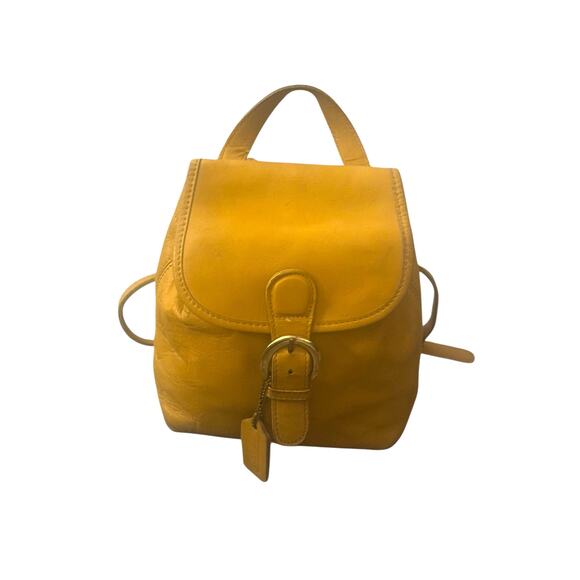 Vintage Coach Rare Soho Bantam Leather Backpack Banana Yellow One Size - Picture 9 of 11